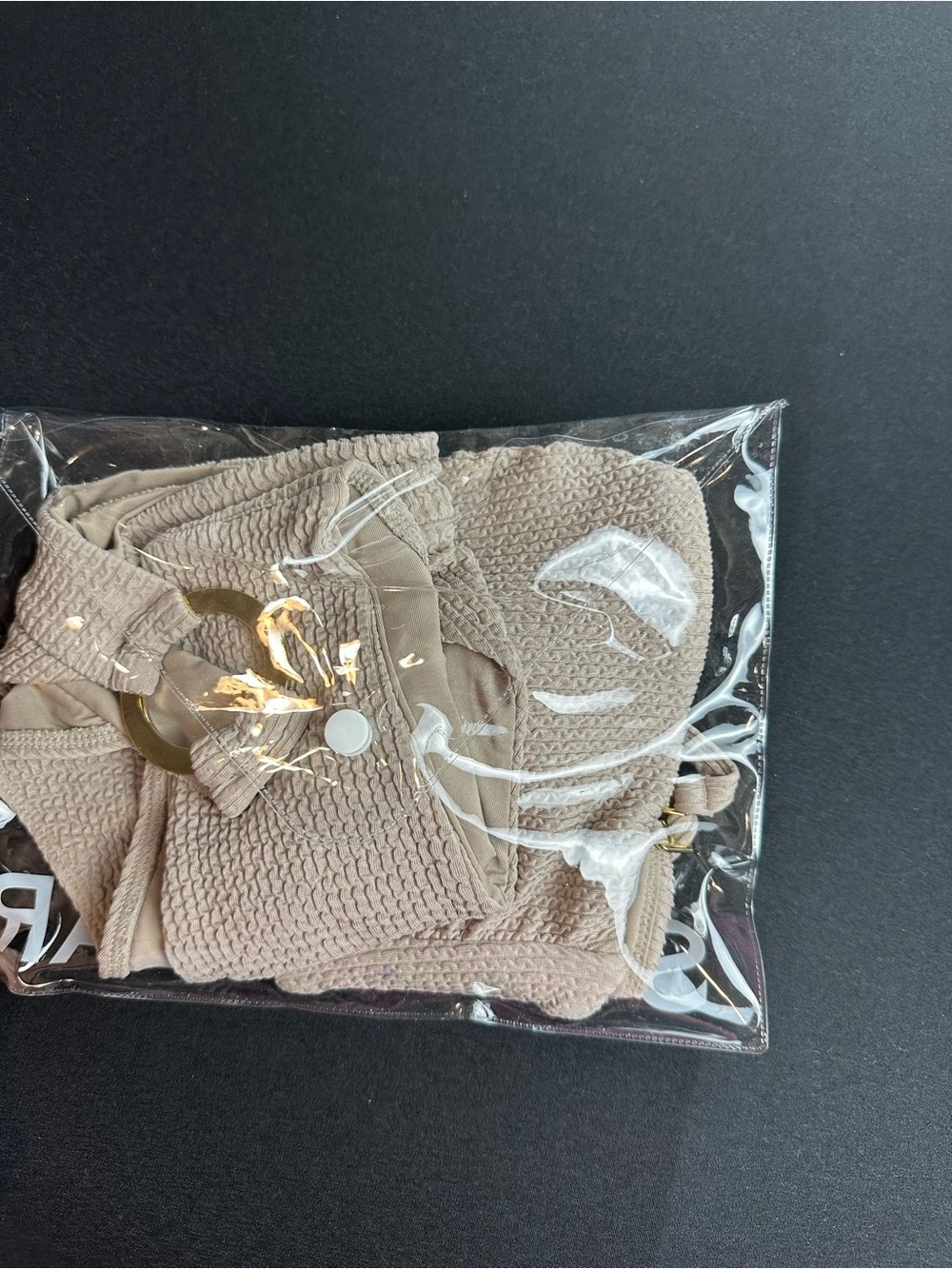 Monday Swimwear Crinkle Tan Bikini Top M Bottom L Ring Detail - Picture 11 of 13